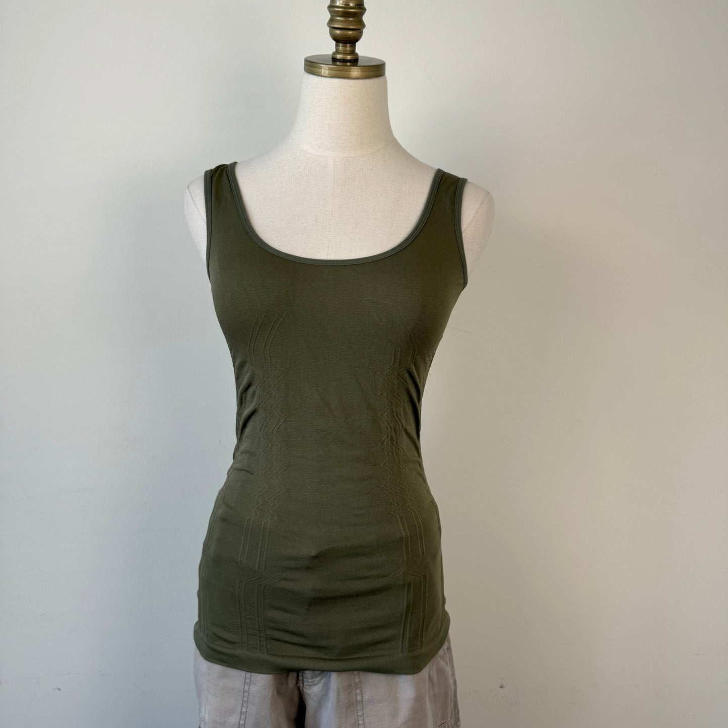 Olive Green Fitted Ruched Tank