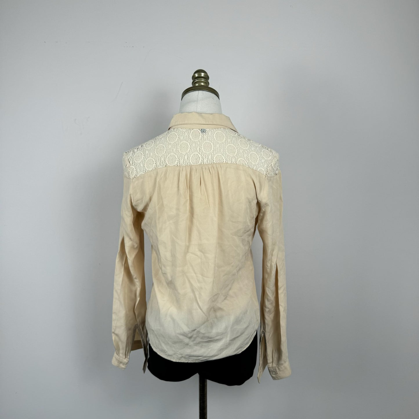 Charlotte Russe Lace Detail Button Up Shirt