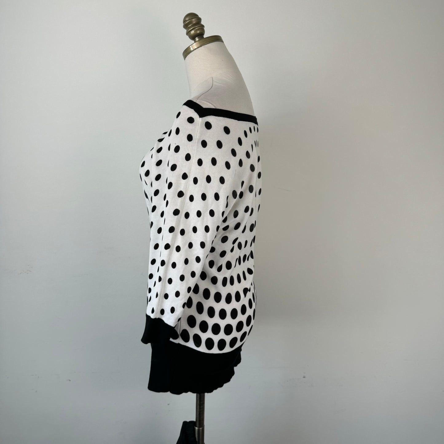 Polka Dot Off Shoulder Dolman Knit Top