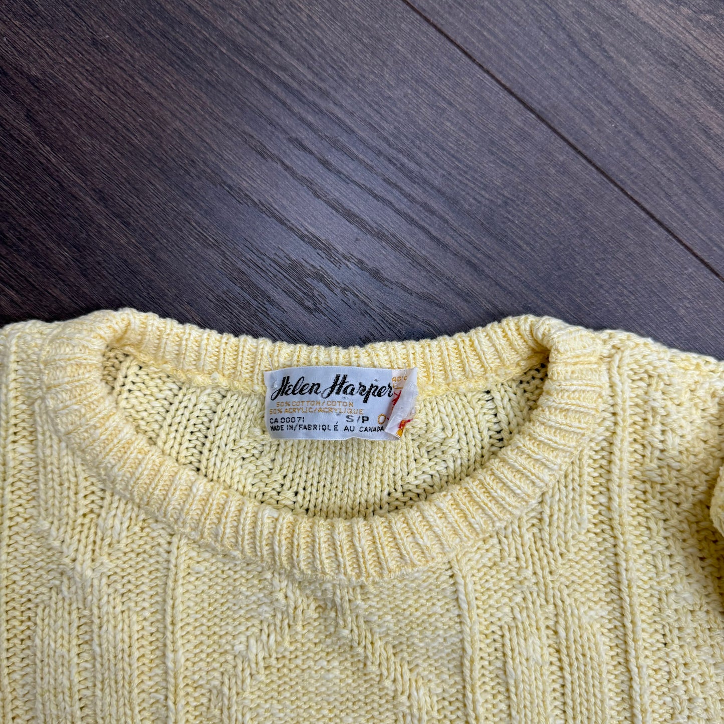 Vintage Yellow Cable Knit Crewneck Sweater