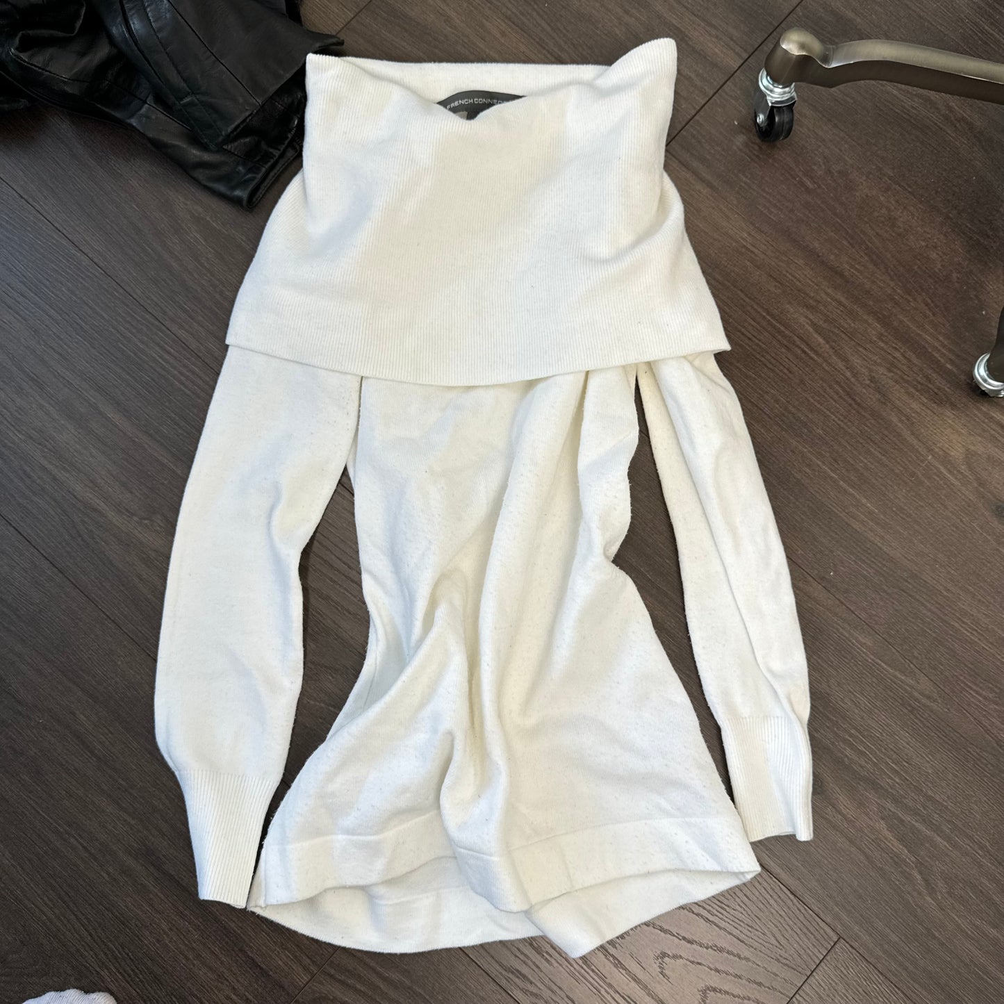 French Connection White Off The Shoulder Knit Sweater
