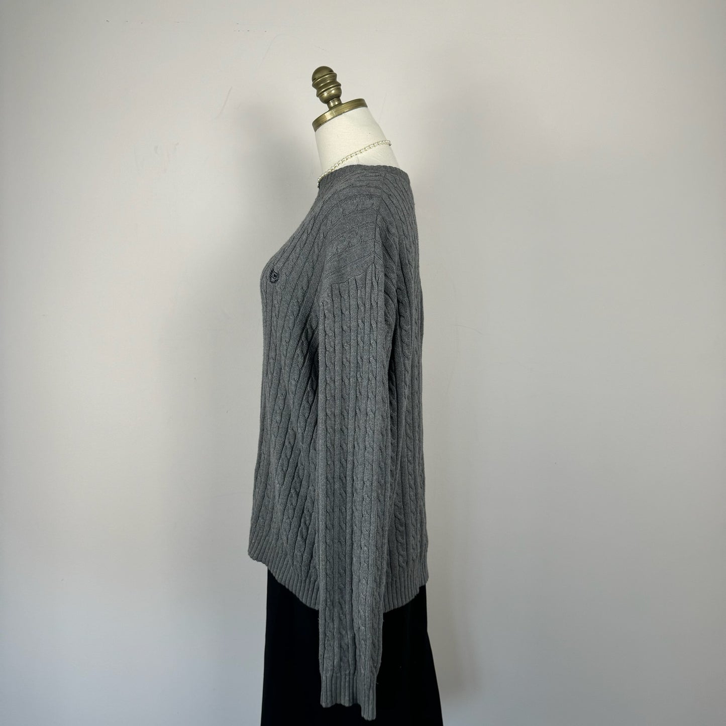 Oversized Grey Cable Knit Sweater