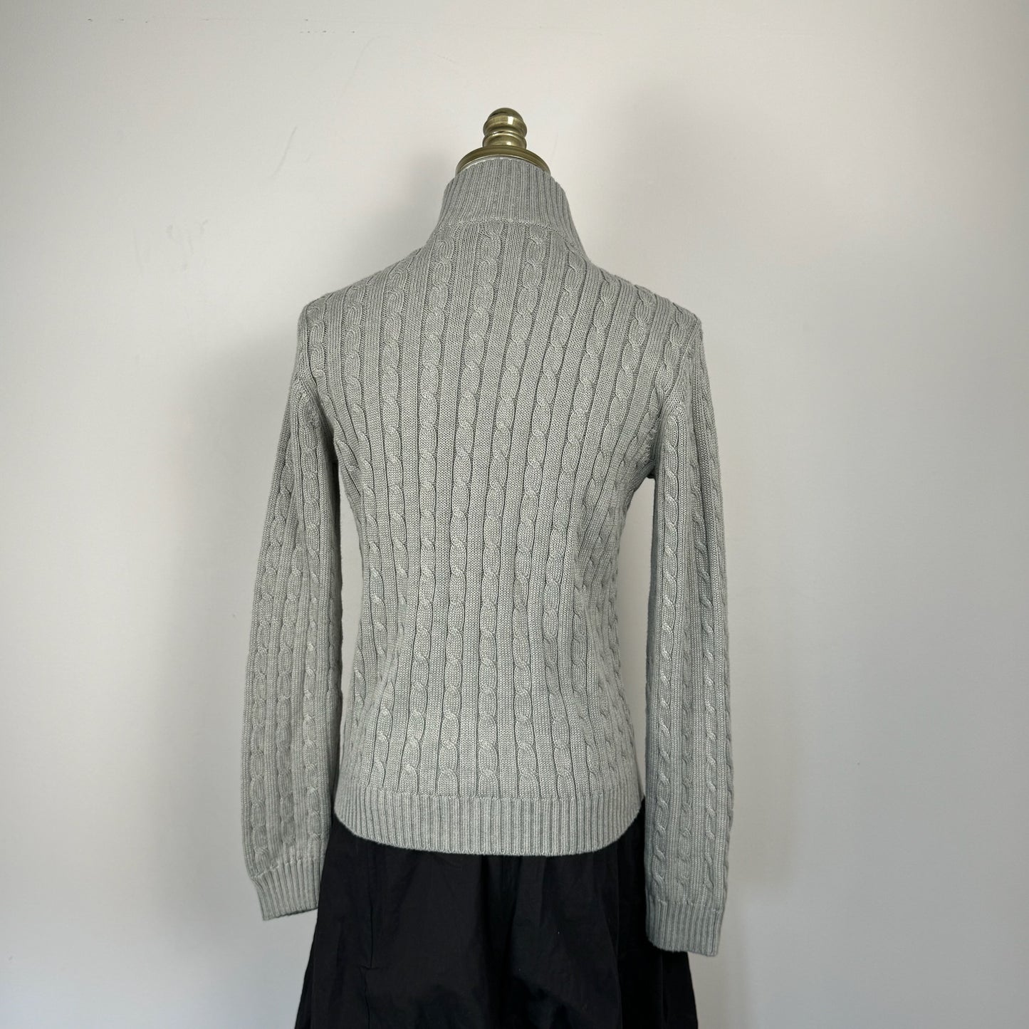 Polo Cable Knit Zip Up Sweater