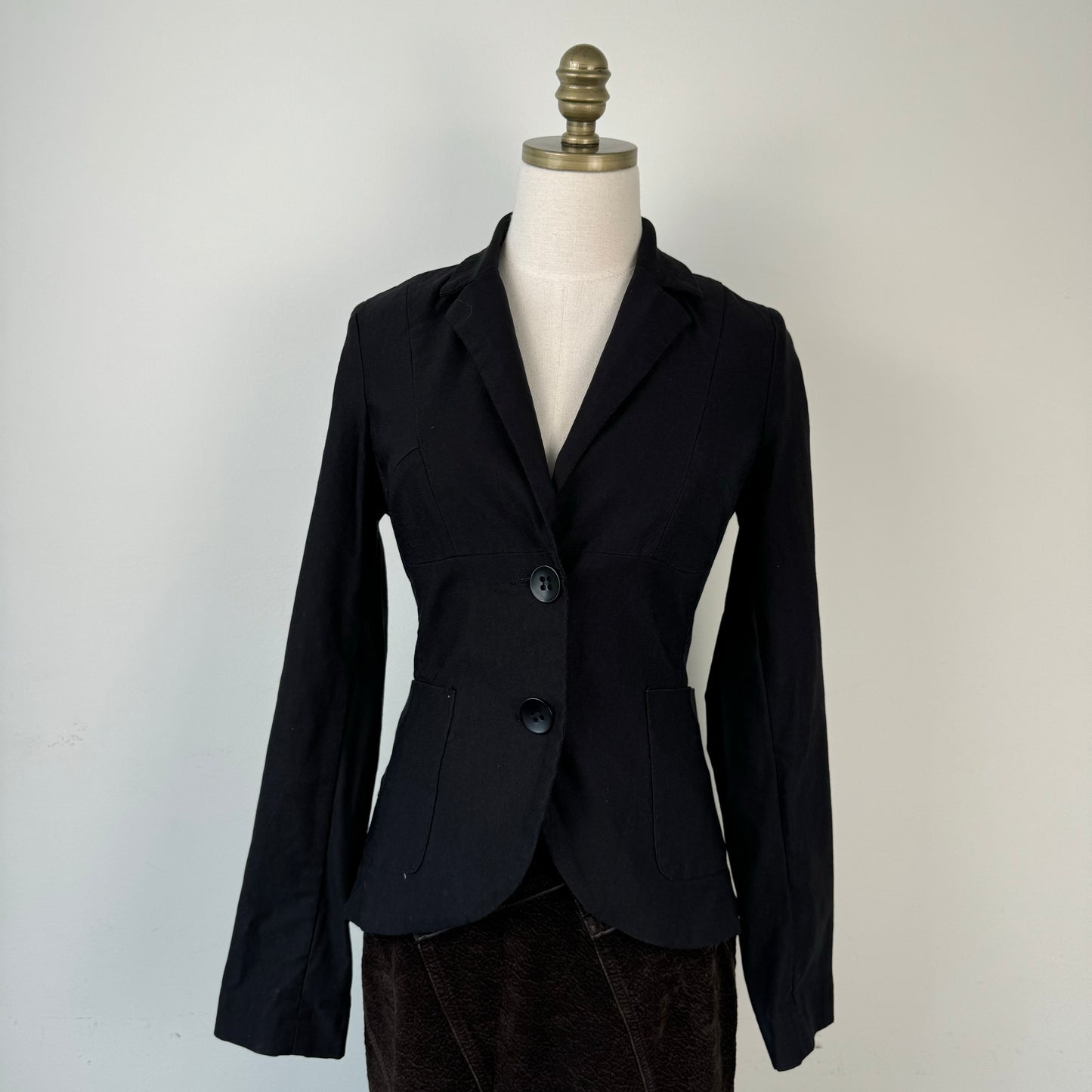 Vintage Black Fitted Button Up Blazer