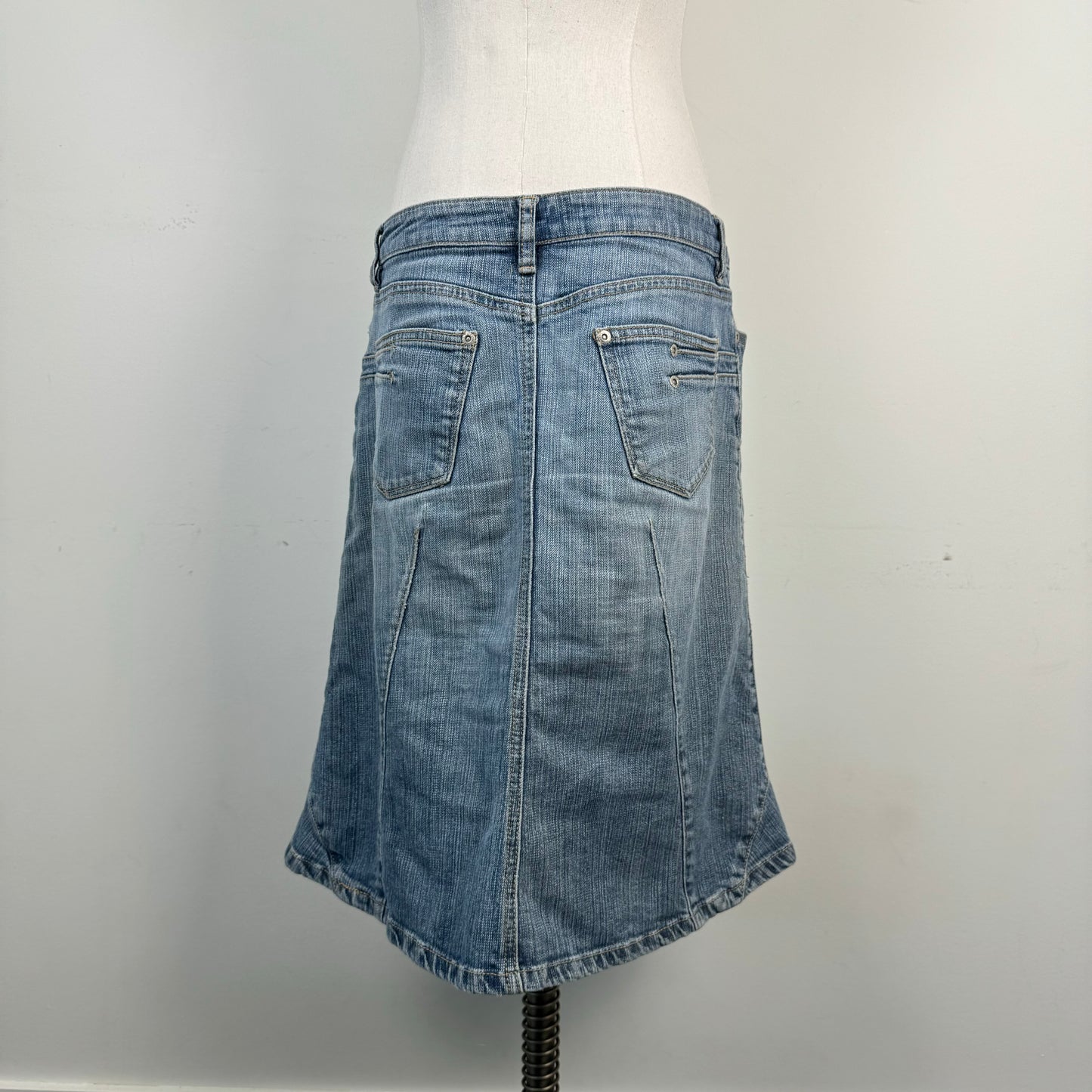Vintage Light Wash Denim Midi Skirt