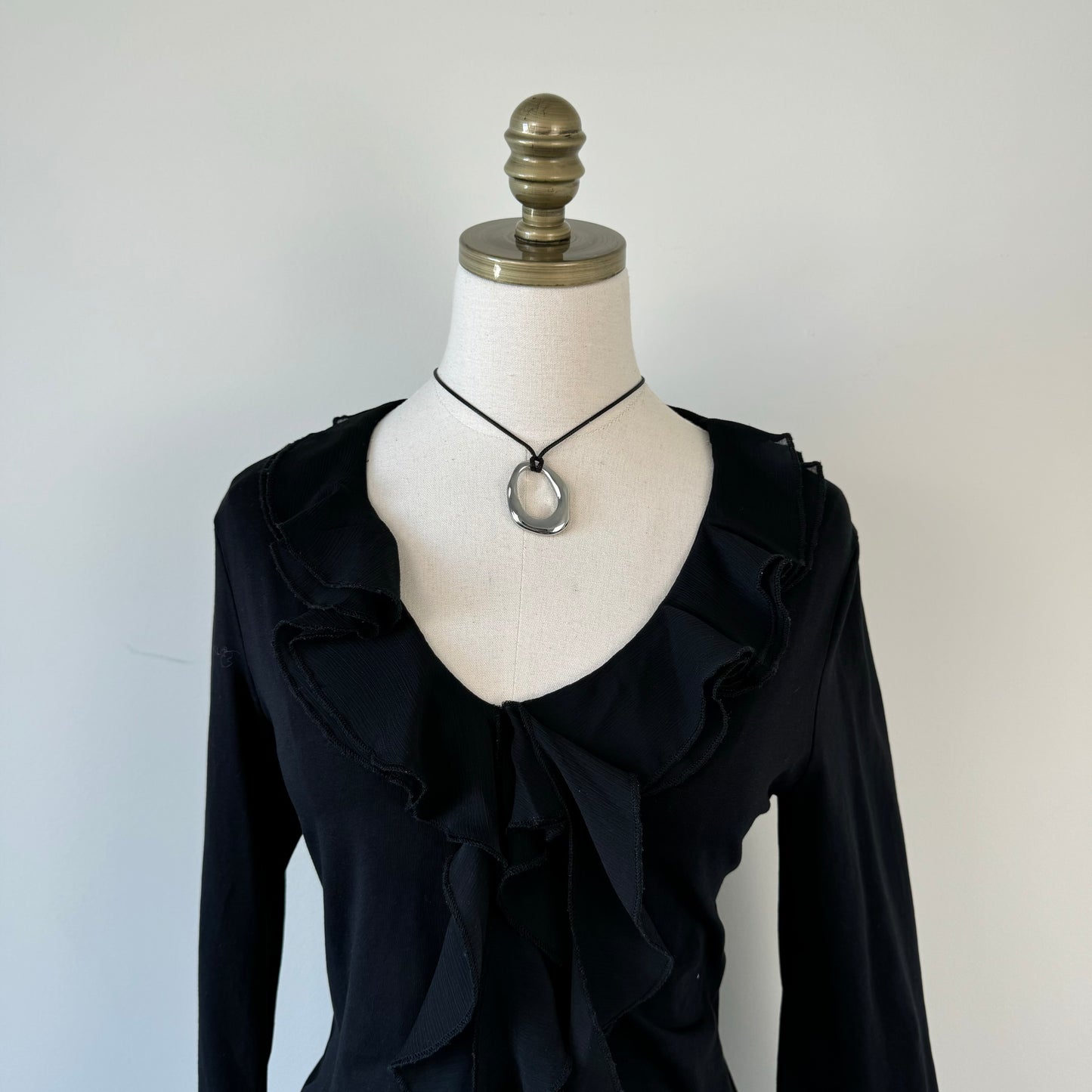 Vintage Black Ruffled Top