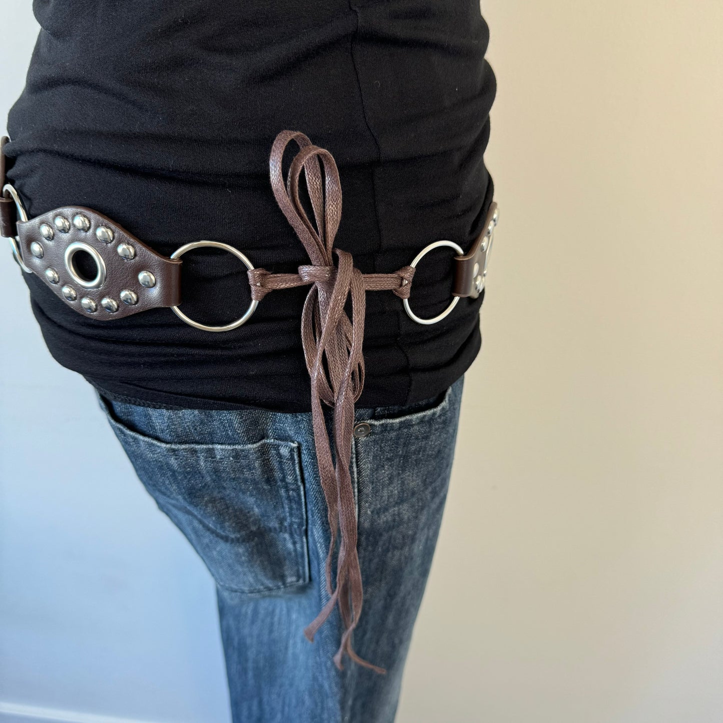 Boho Brown Tassle Studded Belt