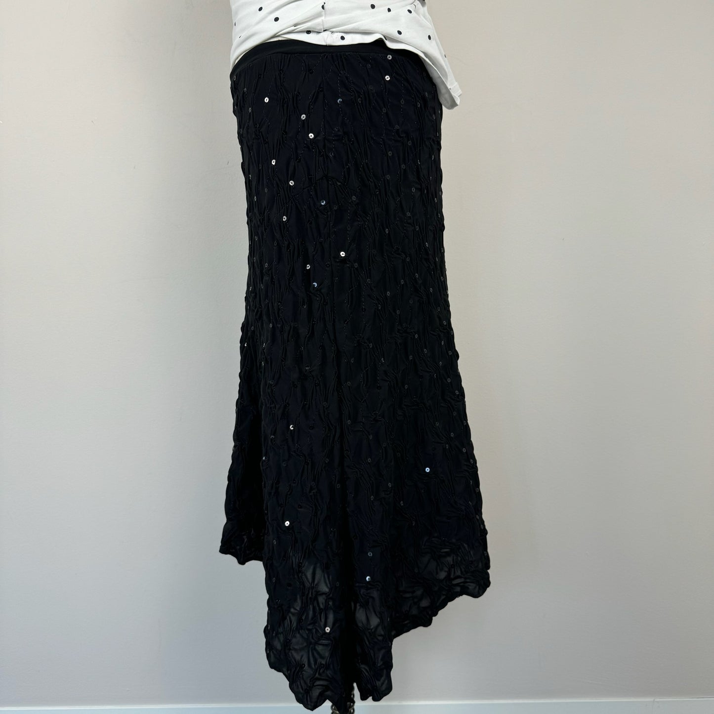 Vintage Black Midi Asymmetric Skirt