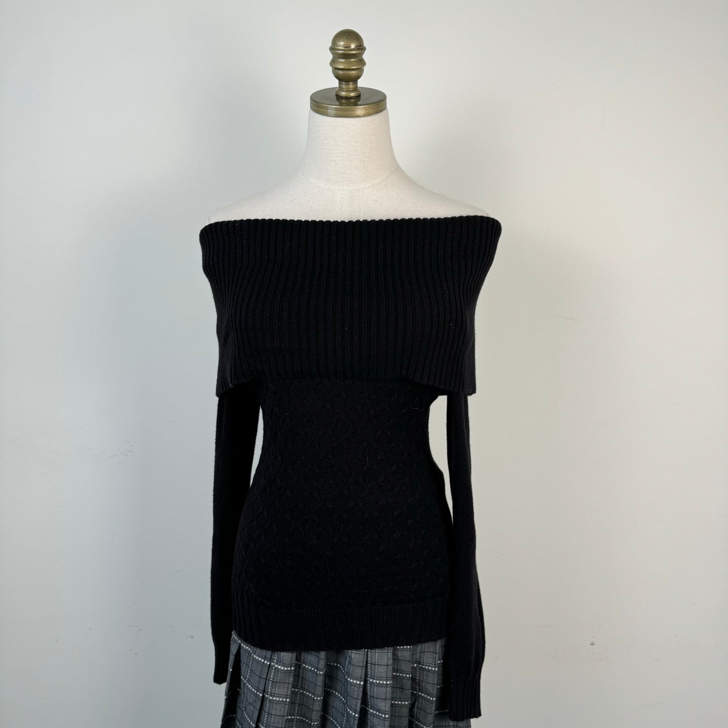 Guess Black Knit Off Shoulder Sweater