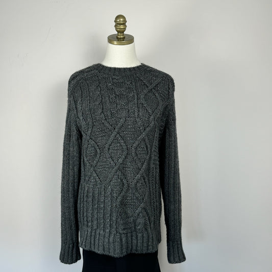 Dark Grey Chunky Cable Knit Sweater
