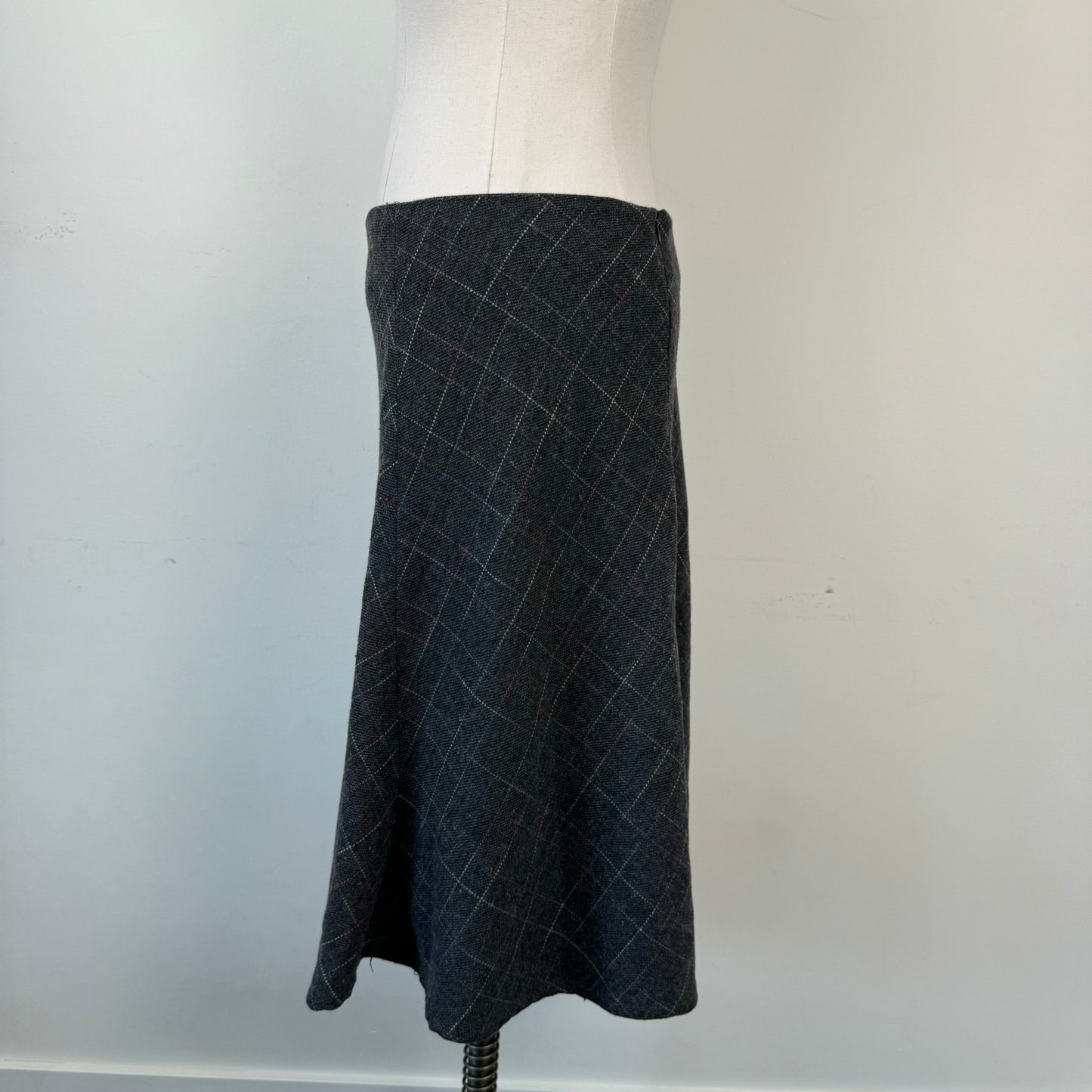 Dark Grey Wool Blend Midi Skirt