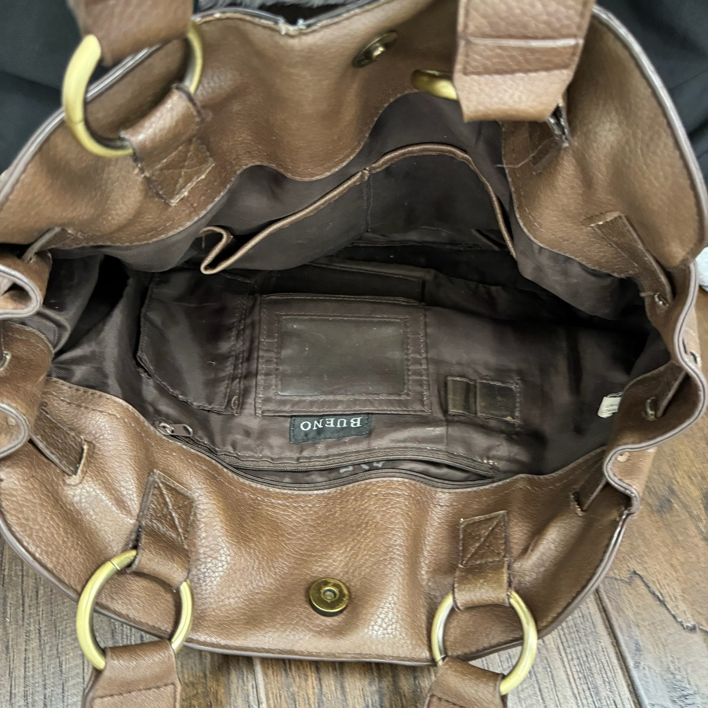 Boho Brown Gold Buckle Leather Shoulder bag.