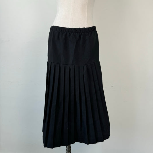 Vintage Black Pleated Midi Skirt
