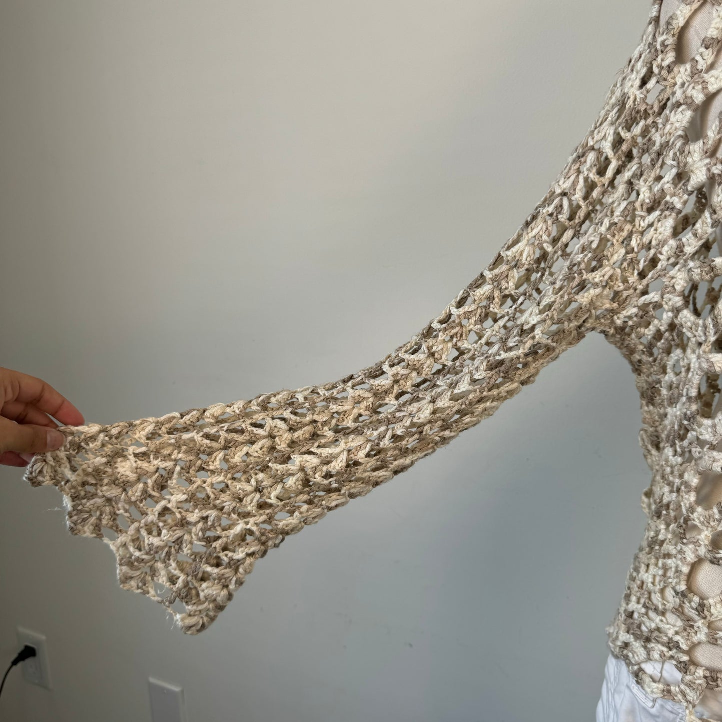 Crochet Handmade Soft Knit Asymmetric Sweater