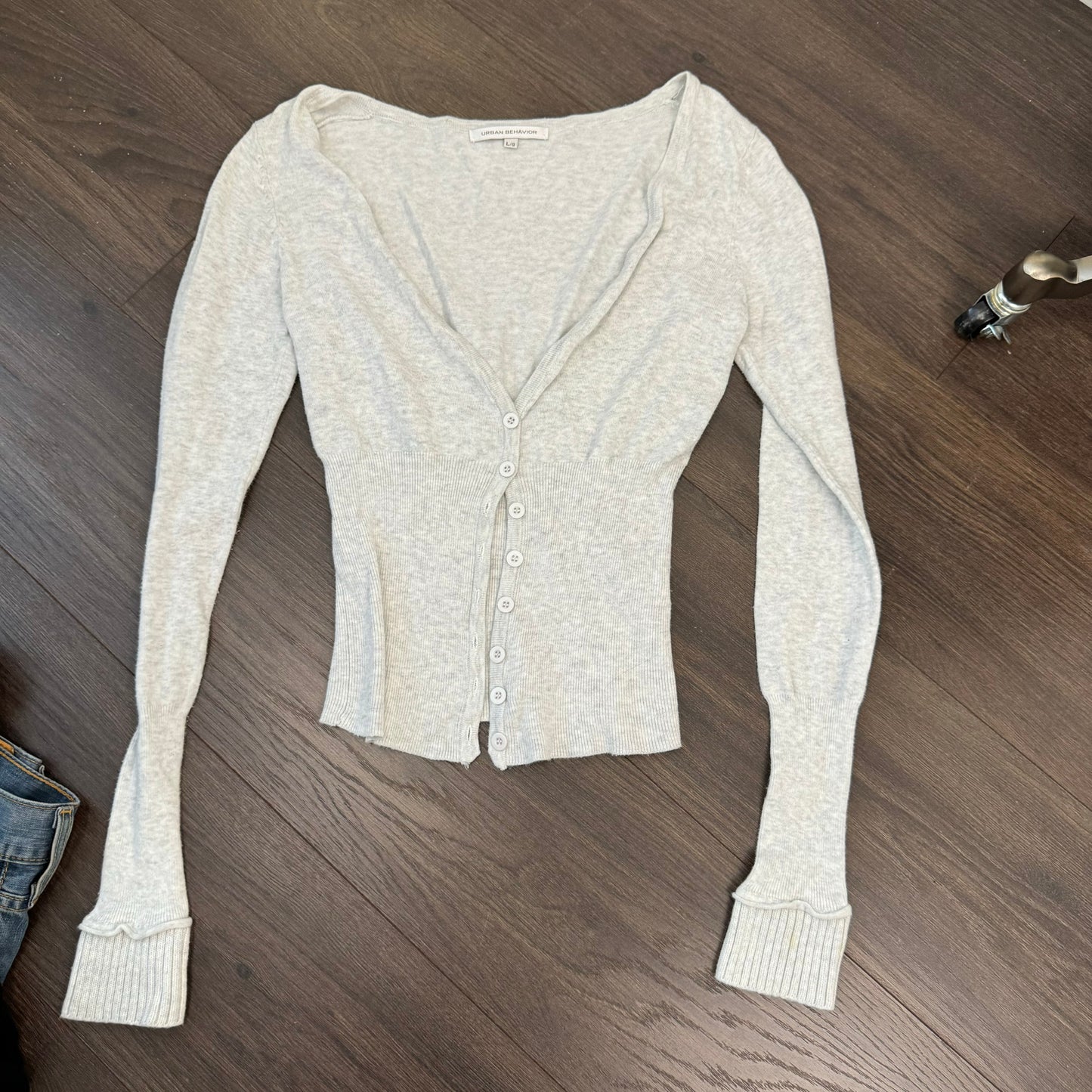 Heather Grey Fitted Button Up Cardigan