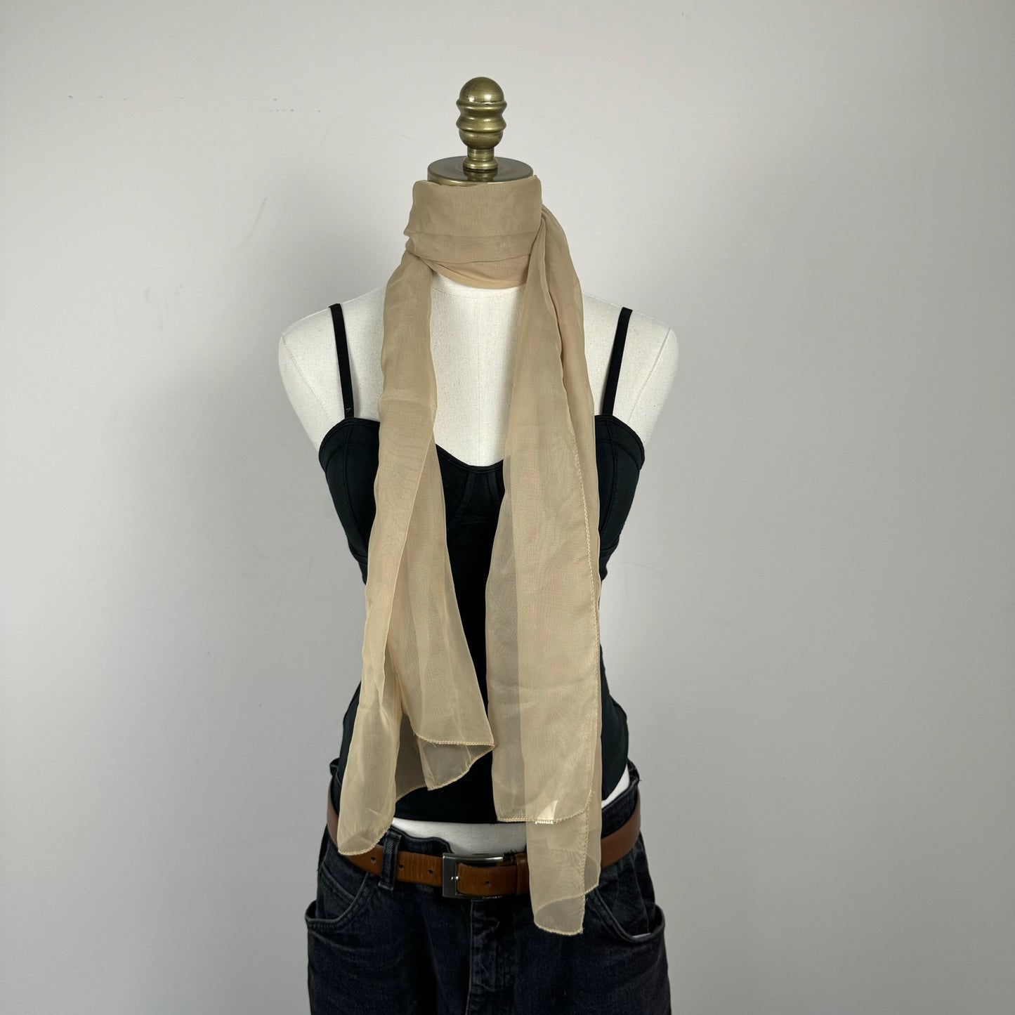 Chiffon Sheer Beige Scarf