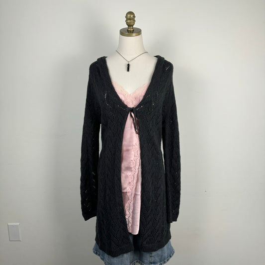 Open Front Tie Up Maxi Cardigan