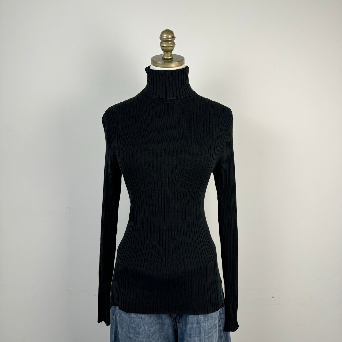 Silk Cotton Blend Fitted Turtleneck Sweater