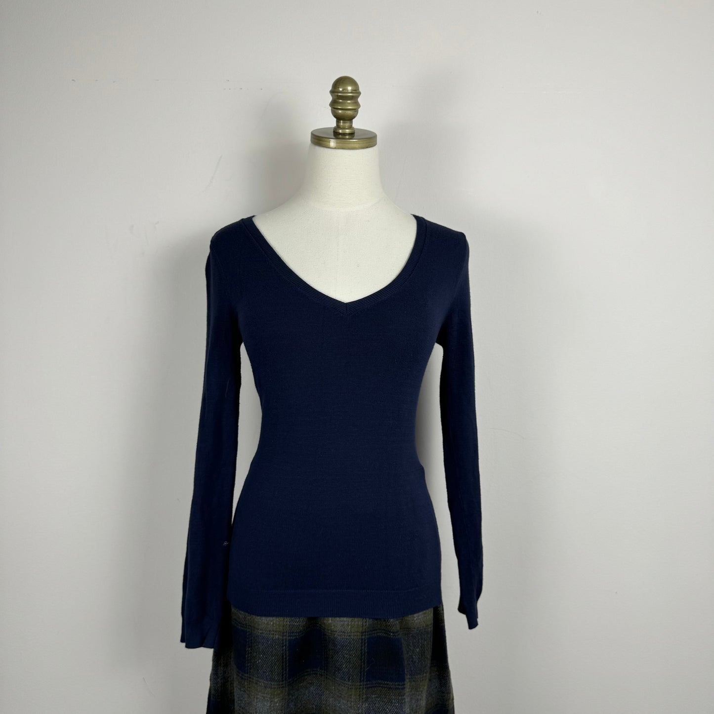 Navy Thin Knit Fitted Sweater