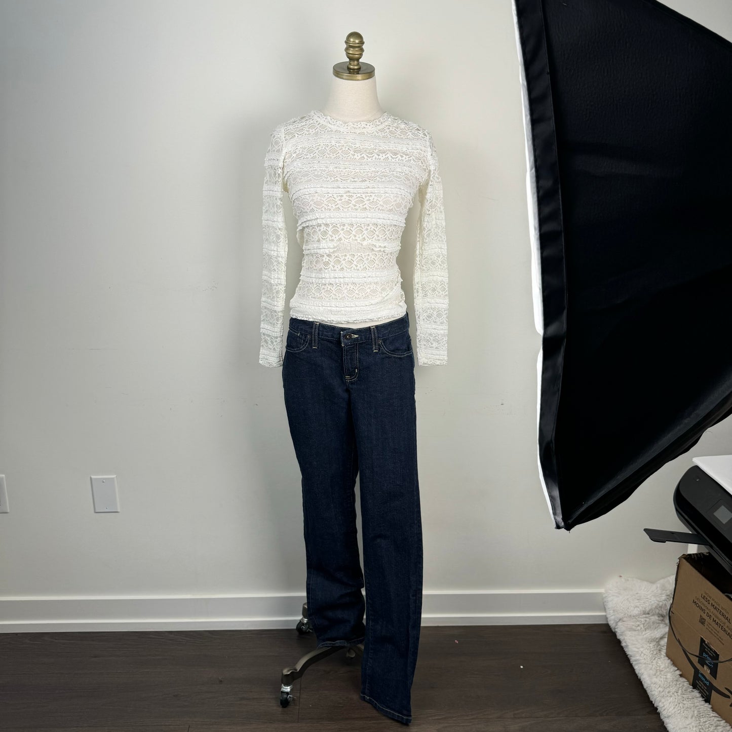 White Lace Long Sleeve Top