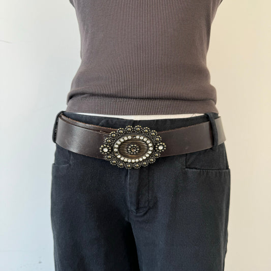 Vintage Boho Antique Buckle Leather Belt