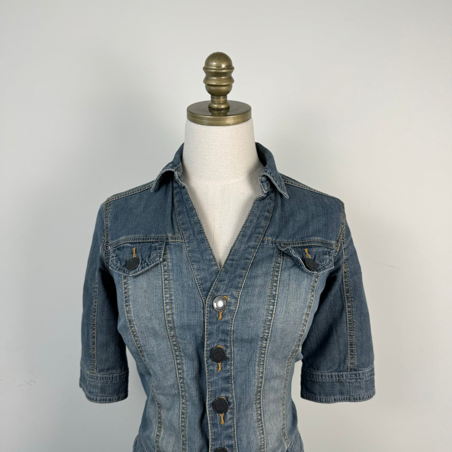 Fitted Denim Button Up Top