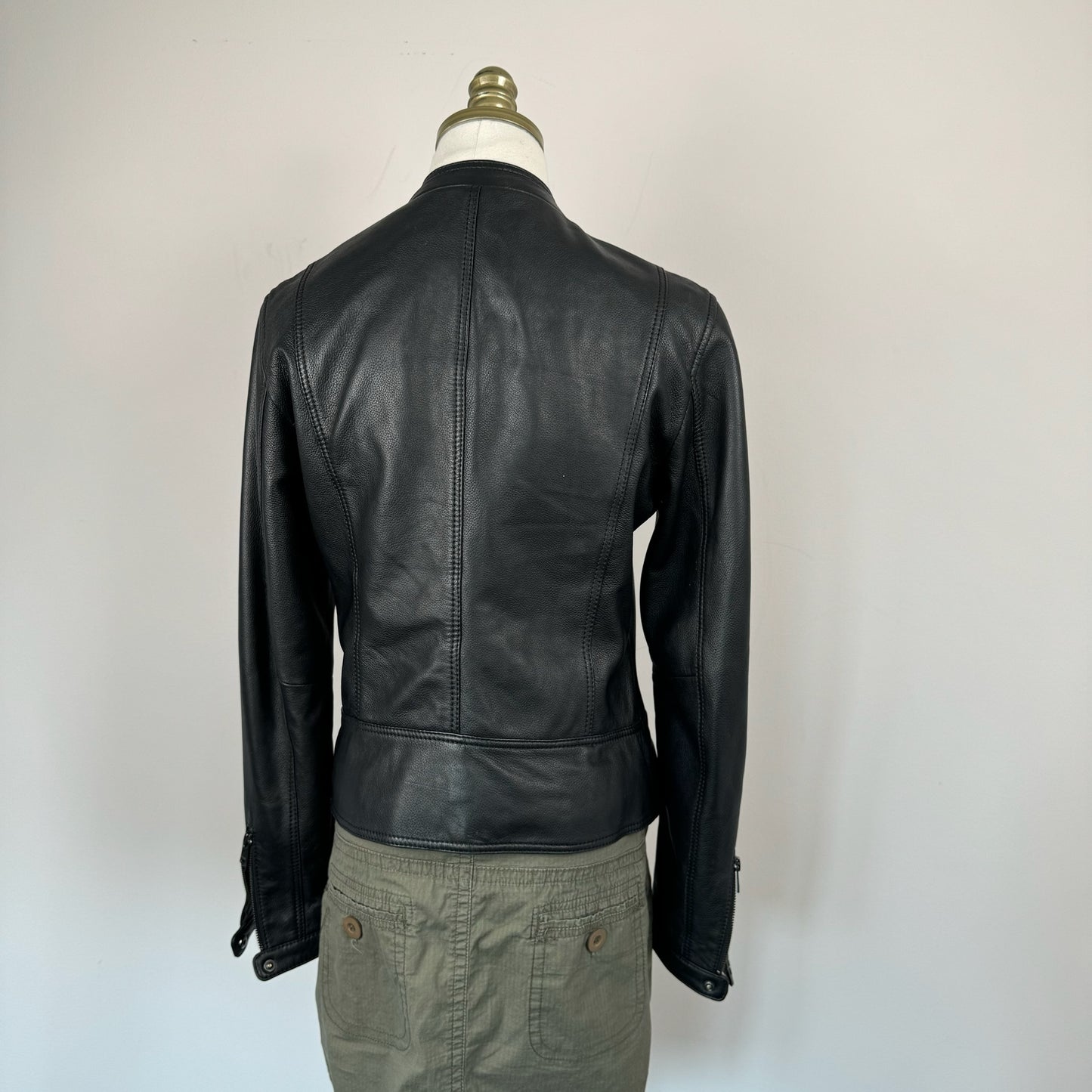 Black Faux Leather Fitted Moto Jacket