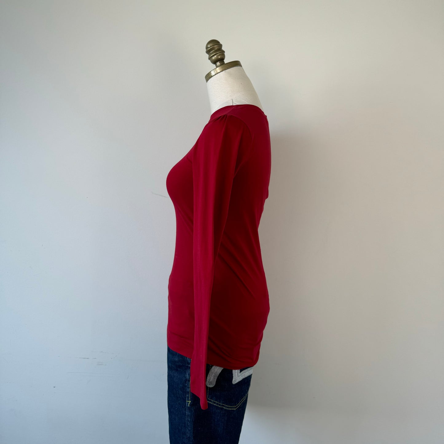 Fitted Red Long Sleeve Top