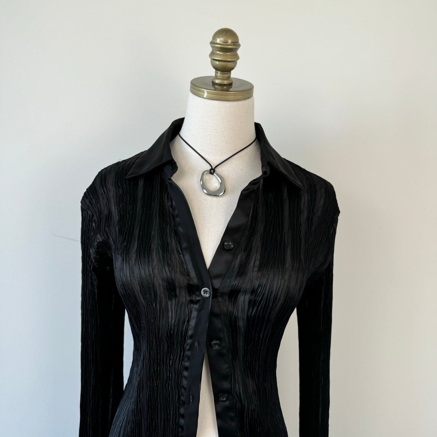 Vintage Pleated Button Up Shirt