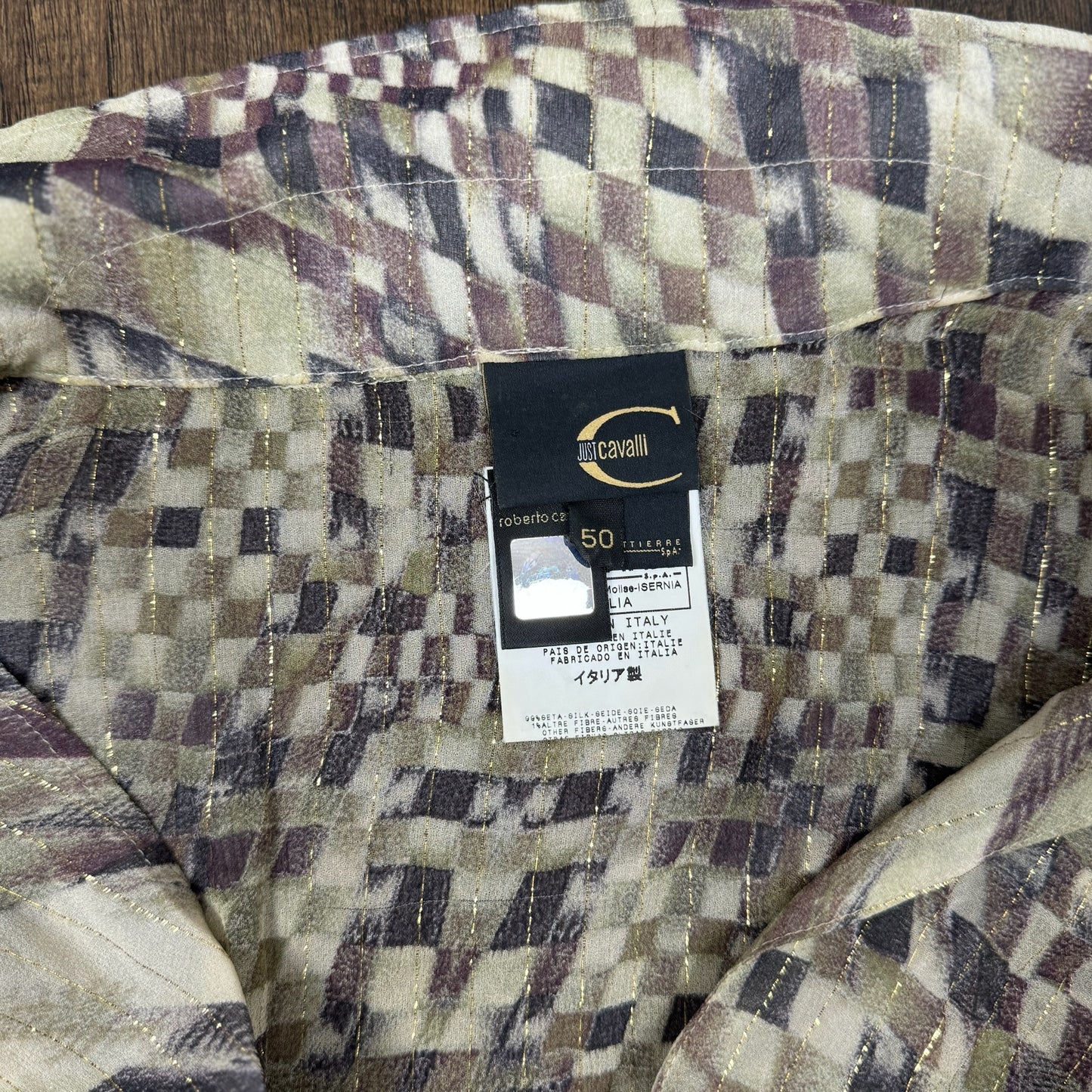 Vintage Roberto Cavalli Geometric Print Blouse