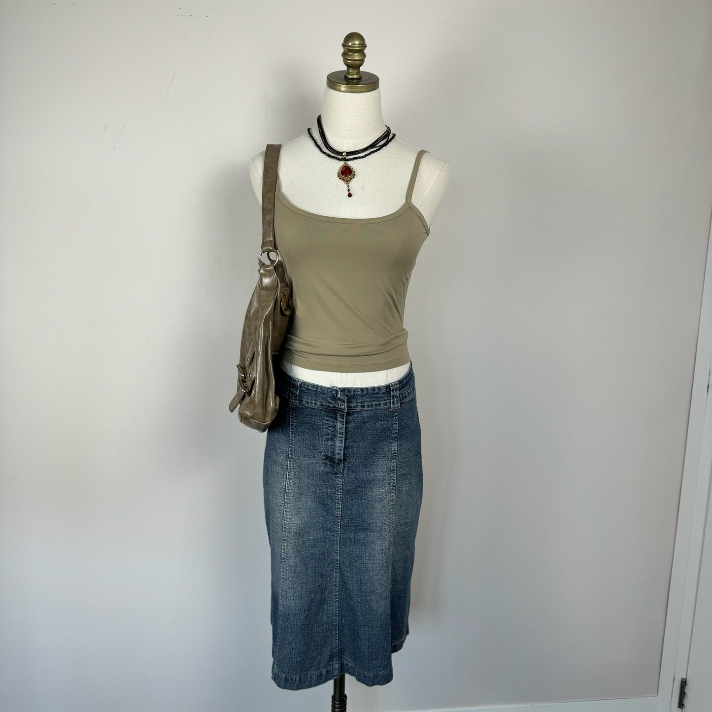 Mocha Brown Leather Buckled Shoulder Bag