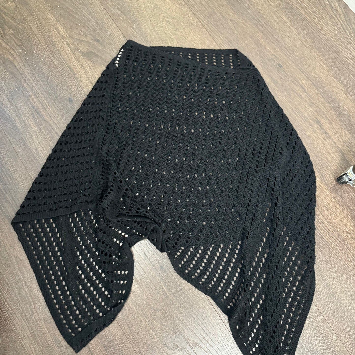 Black Mesh Knit Poncho