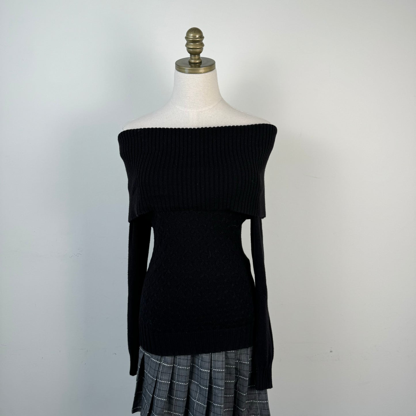 Guess Black Knit Off Shoulder Sweater