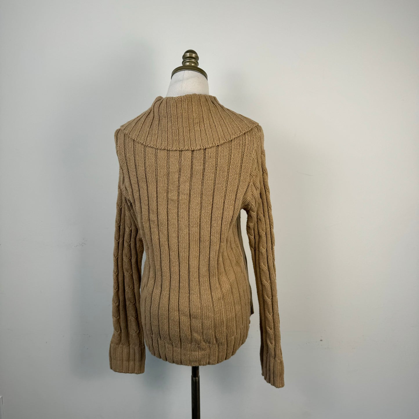Vintage Tan Suede Cable Knit Button Up Jacket