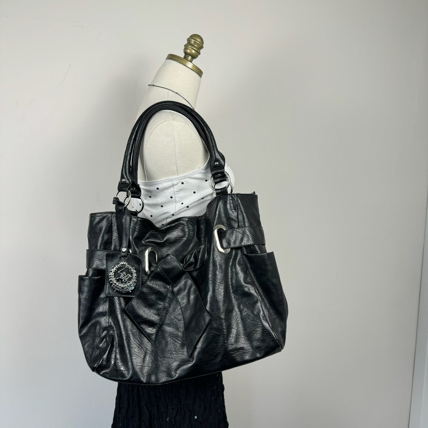 Oversized Black Leather Shoulder Bag