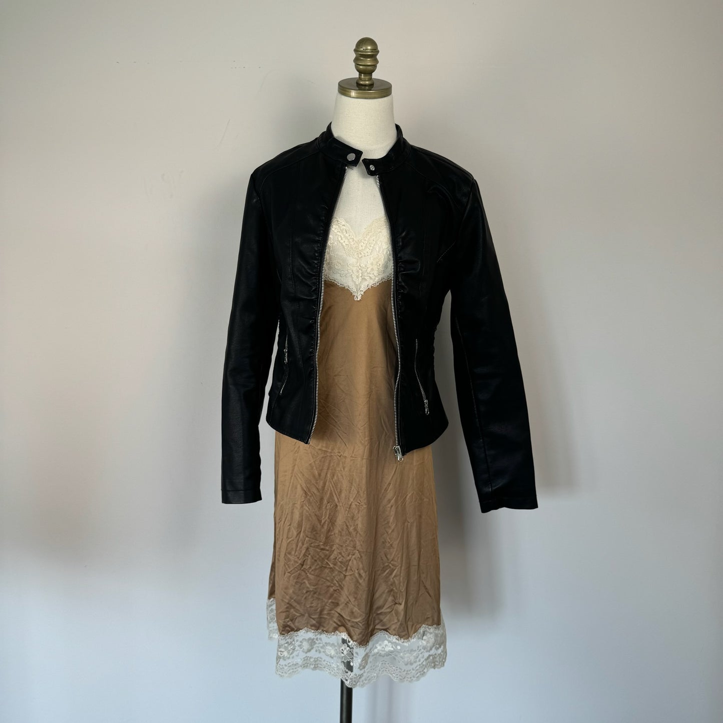 Vintage Lace Trim Rose Slip Dress