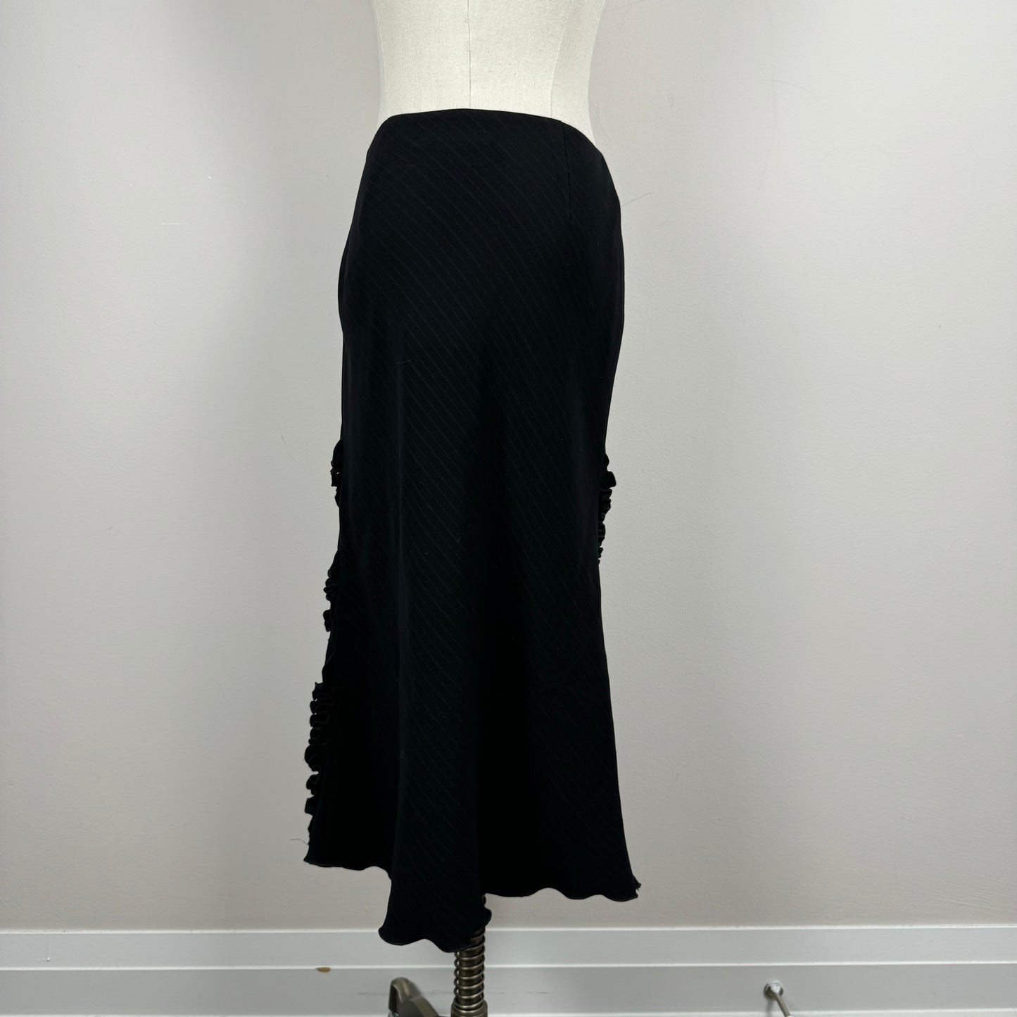 Black Pinstripe Midi Skirt
