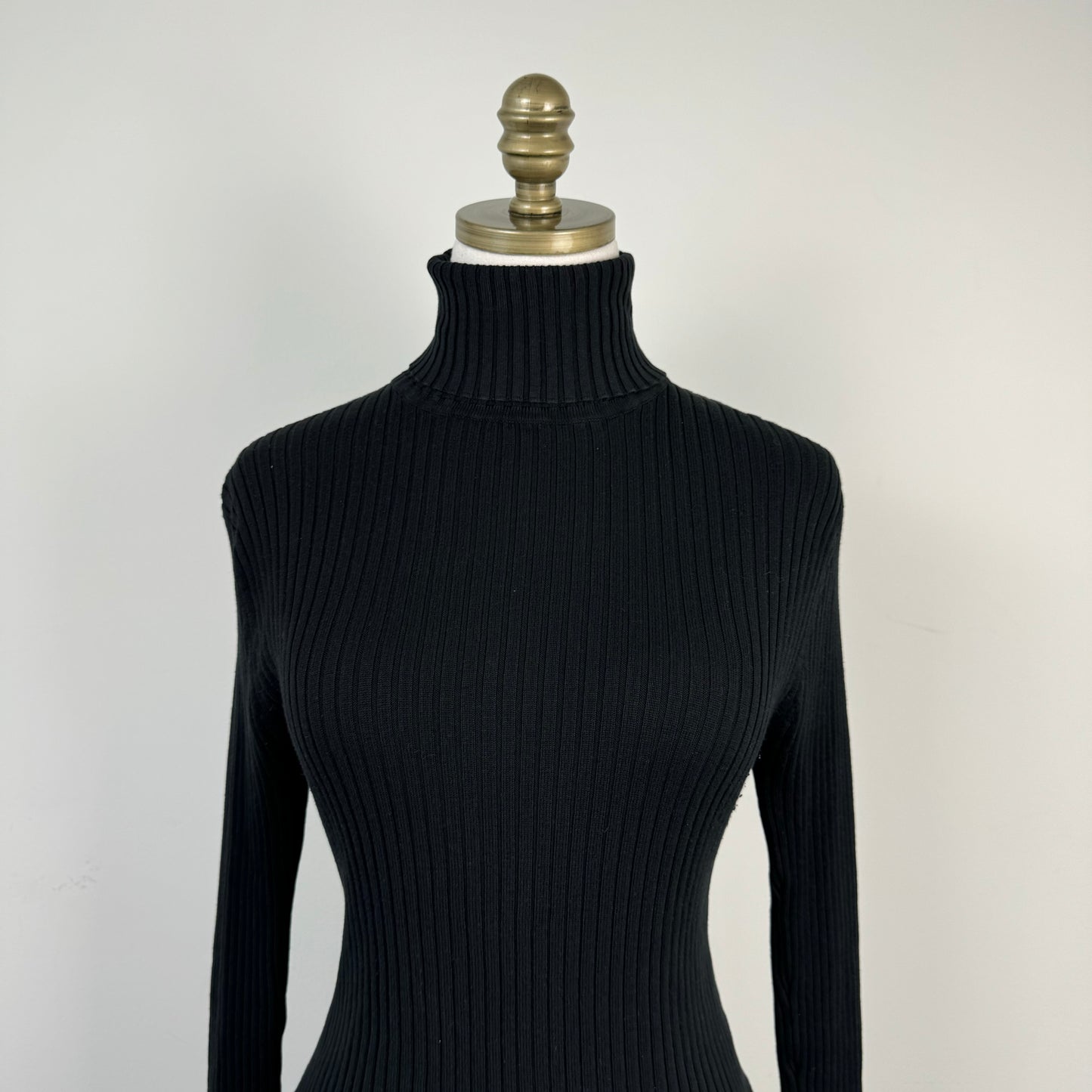 Silk Cotton Blend Fitted Turtleneck Sweater