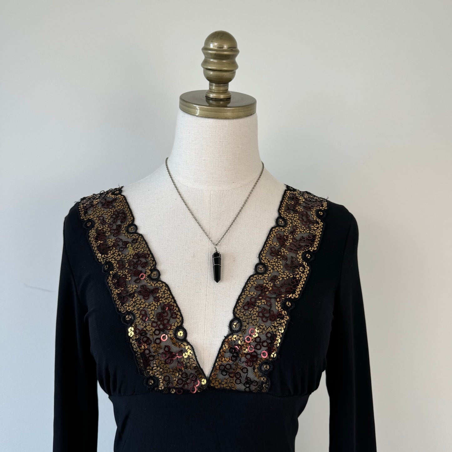 Vintage Black Babydoll Sequin Top