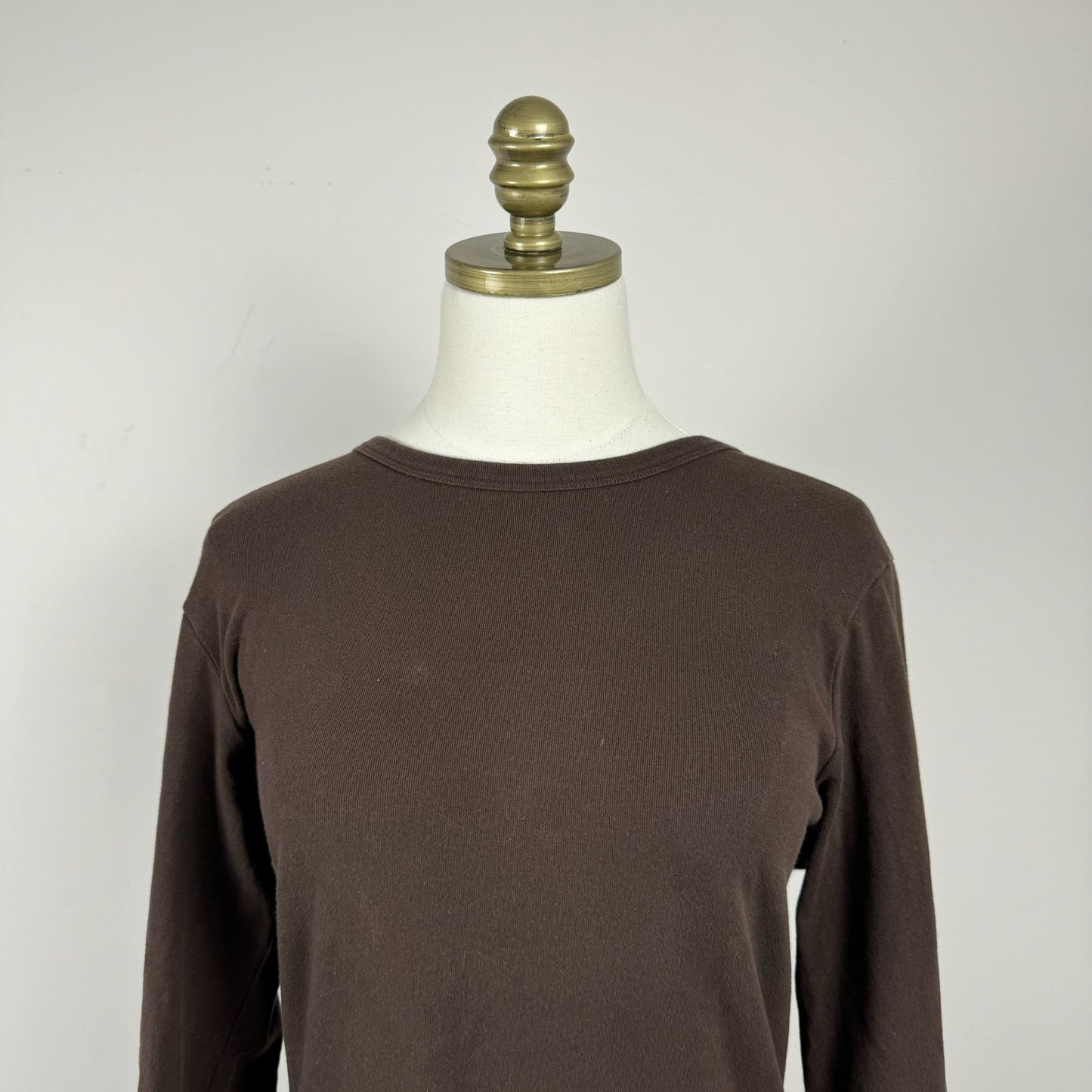 Brown Fitted Knit Long Sleeve Top
