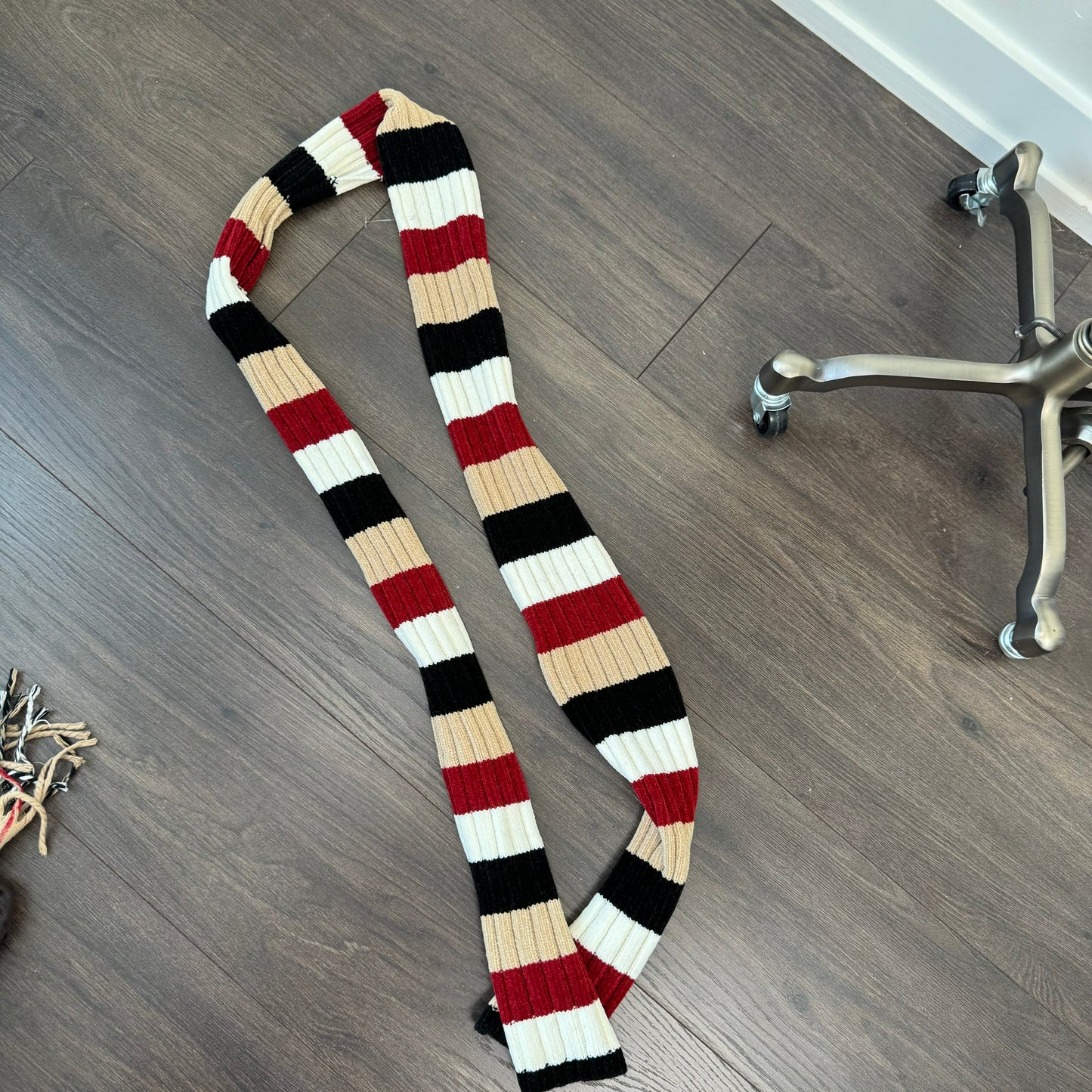 Vintage Striped Knit Skinny Scarf