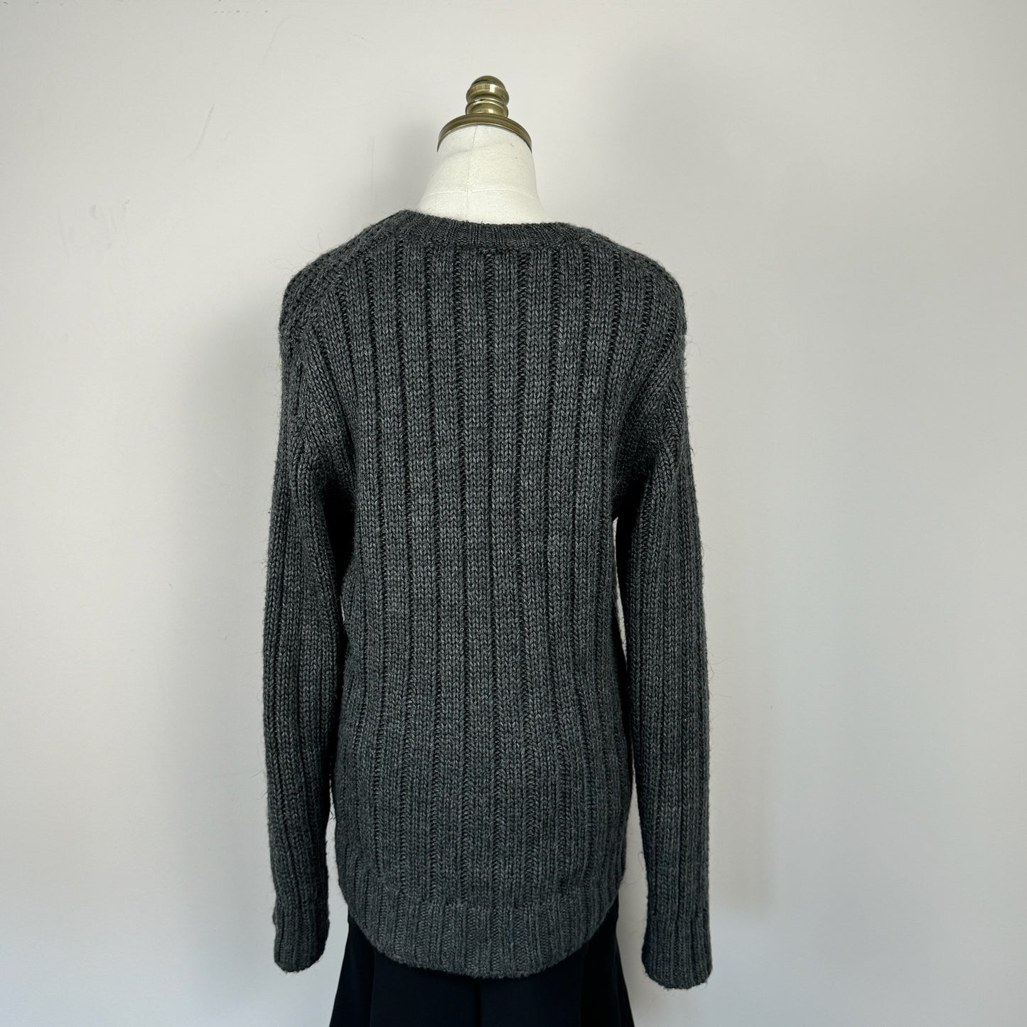 Dark Grey Chunky Cable Knit Sweater