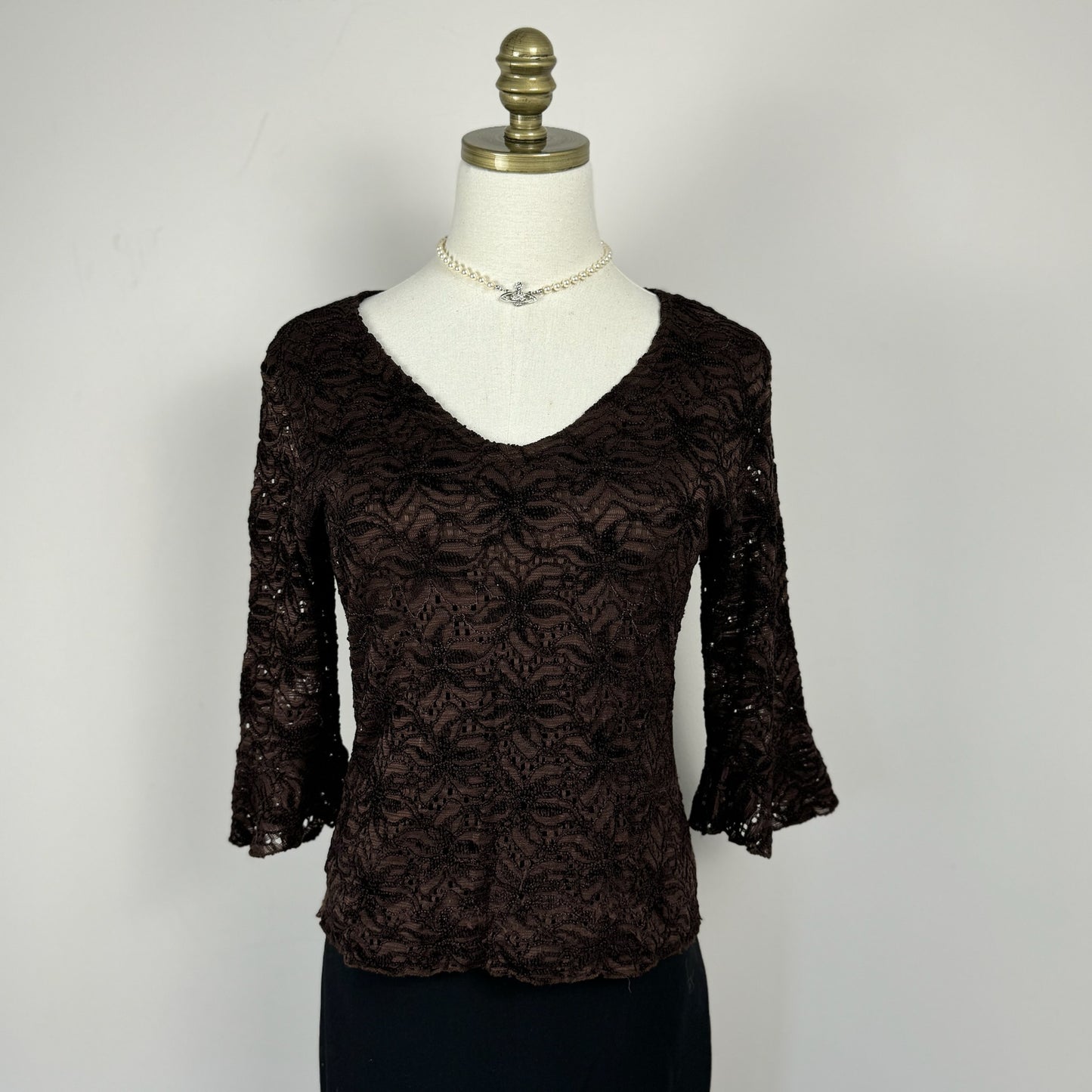 Vintage Brown Lace Top