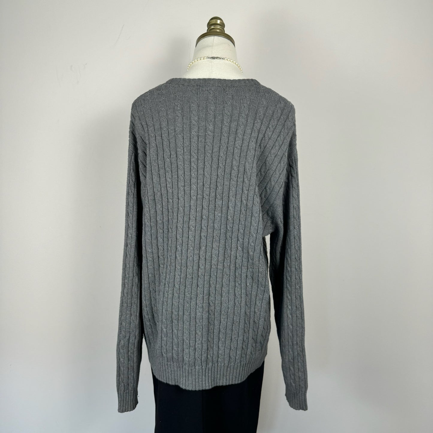 Oversized Grey Cable Knit Sweater