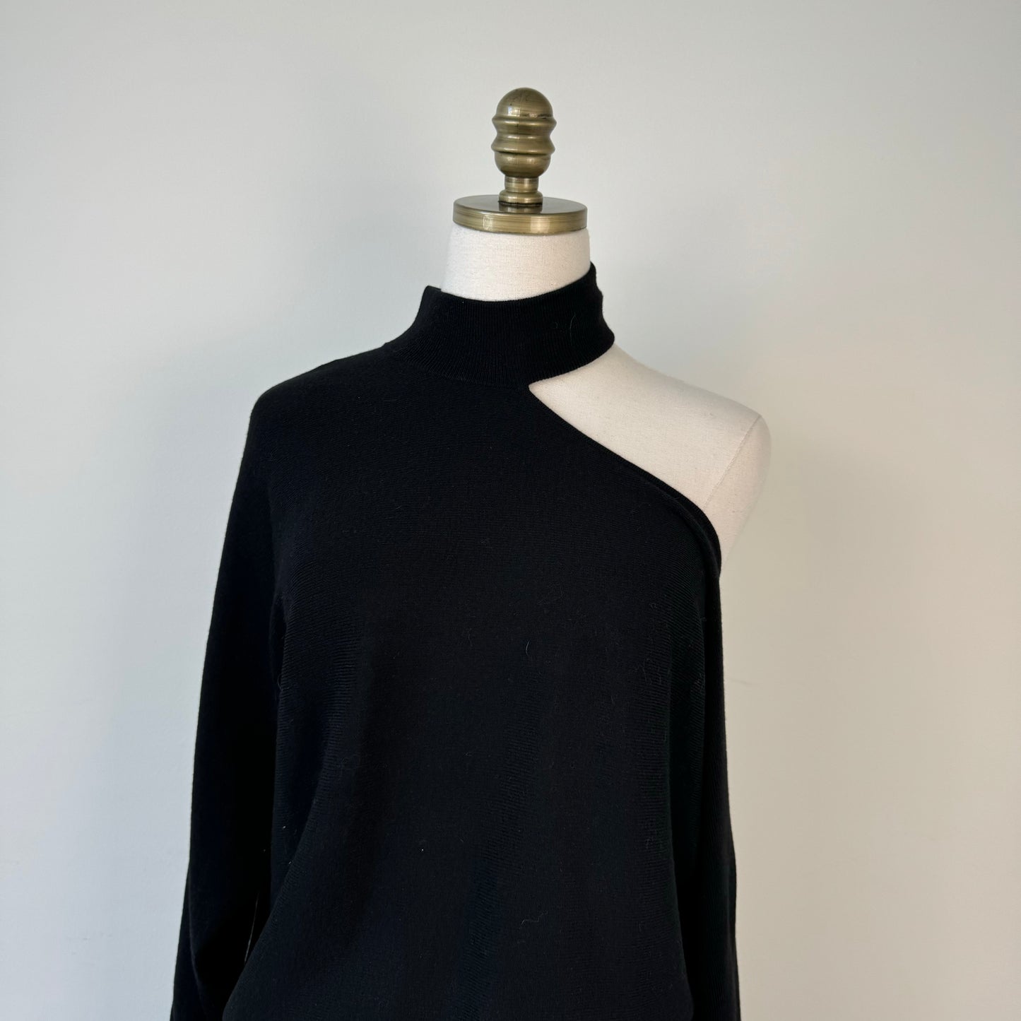 Black Dolman One Shoulder Turtleneck Sweater