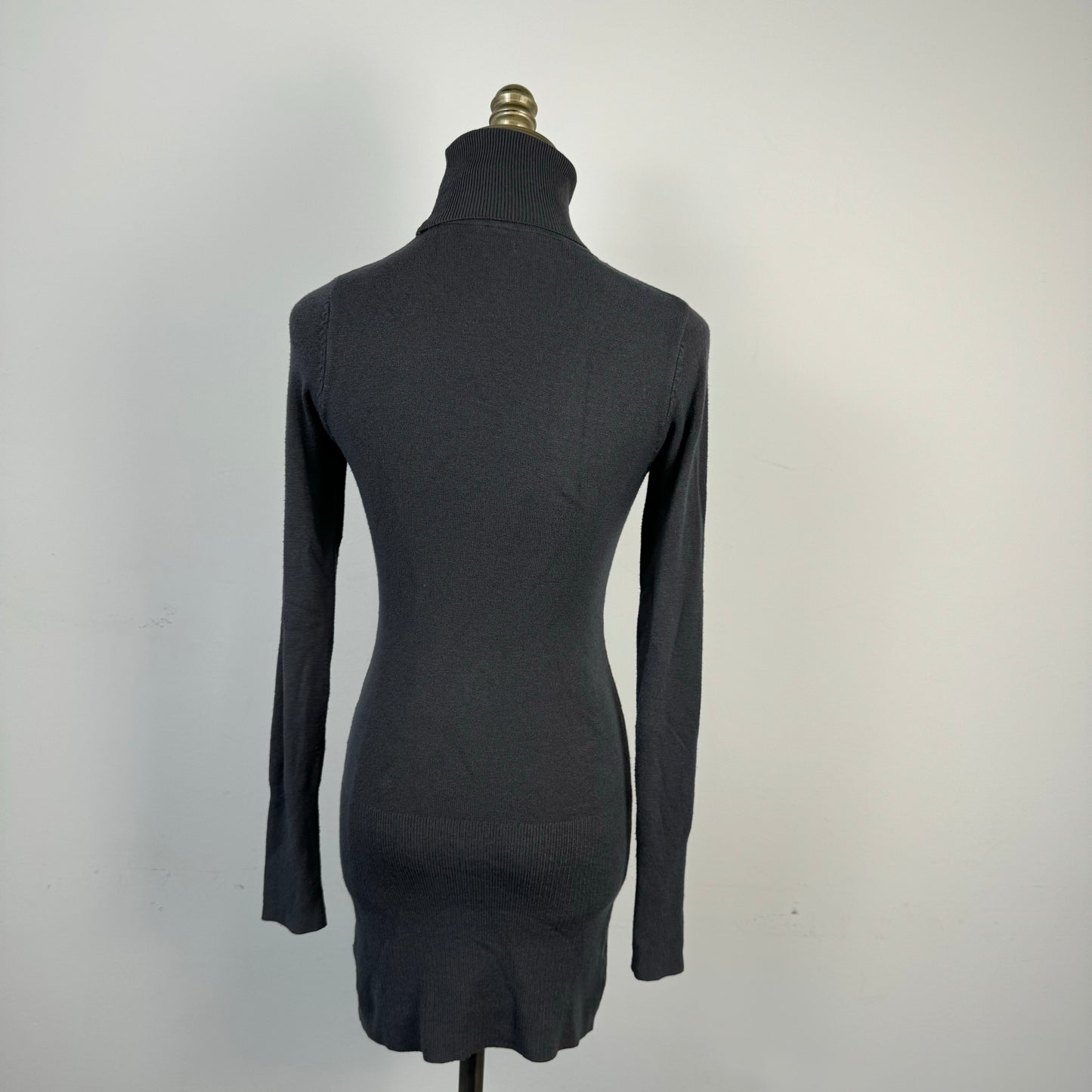 Vintage Grey Fitted Turtleneck Mini Dress / Long Top