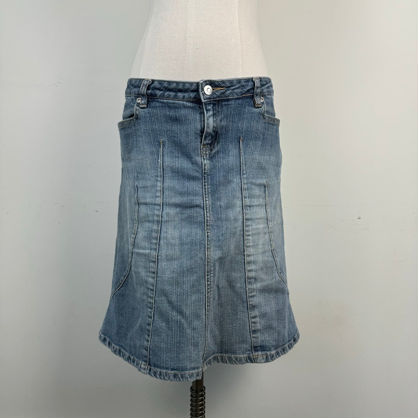 Vintage Light Wash Denim Midi Skirt