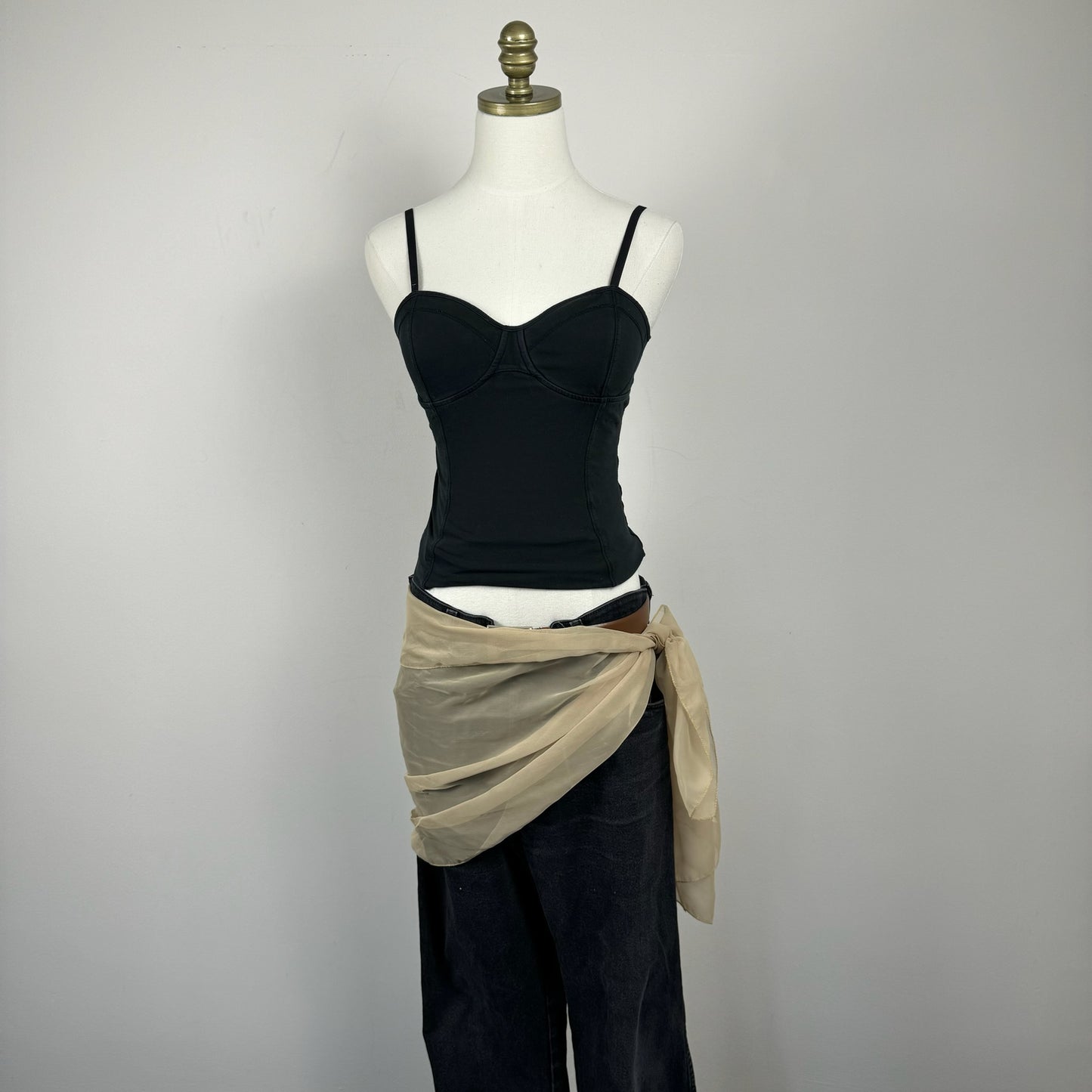 Chiffon Sheer Beige Scarf