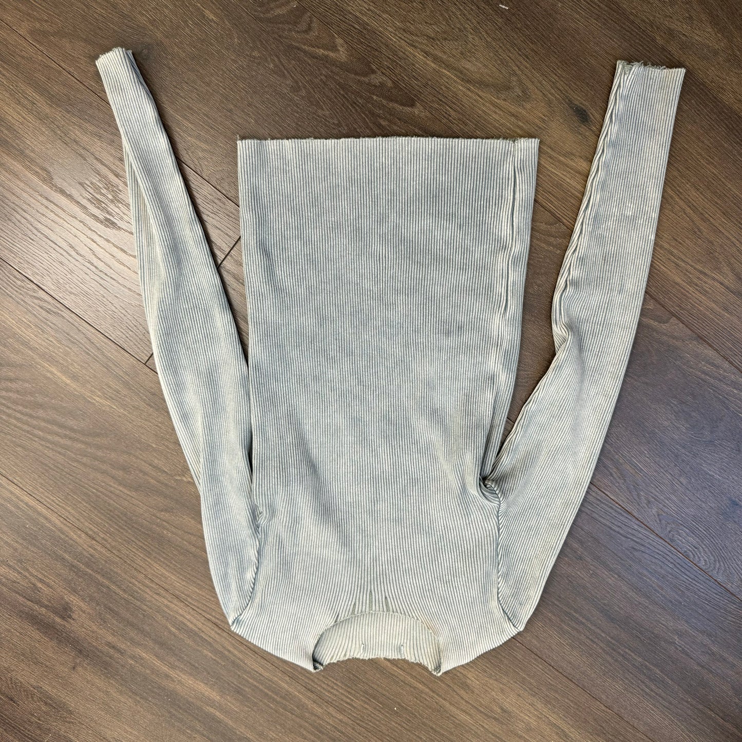 Blue Distressed Thin Knit Fitted Sweater