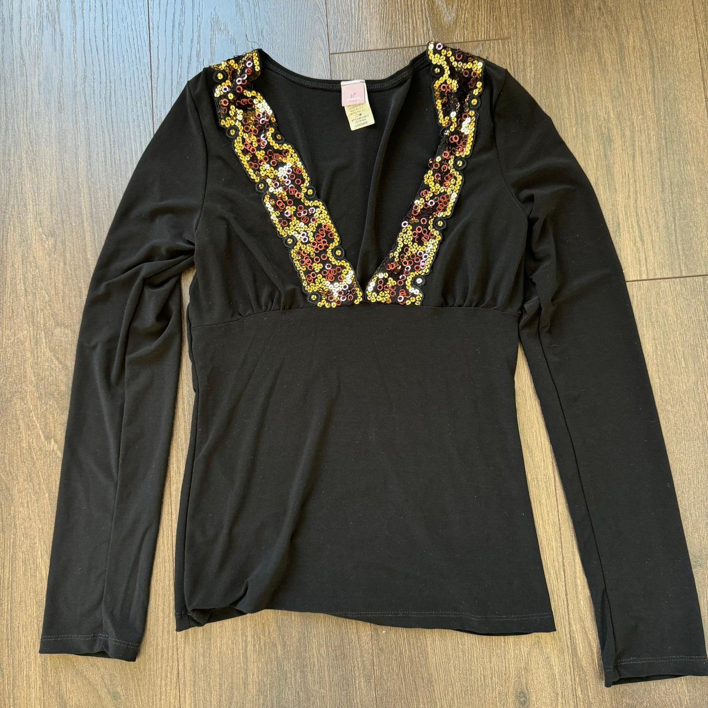 Vintage Black Babydoll Sequin Top
